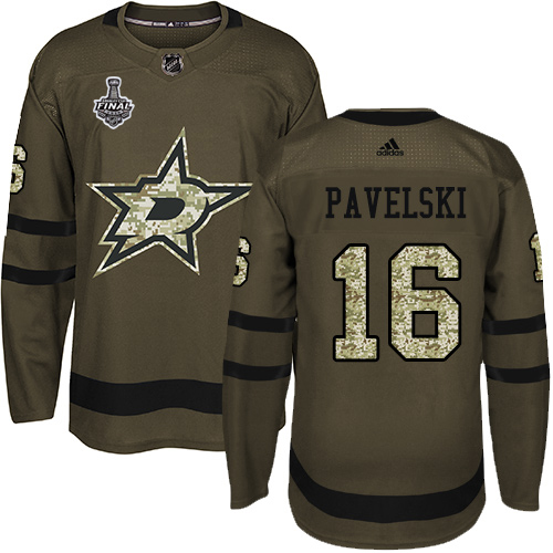Men Adidas Dallas Stars #16 Joe Pavelski Green Salute to Service 2020 Stanley Cup Final Stitched NHL Jersey